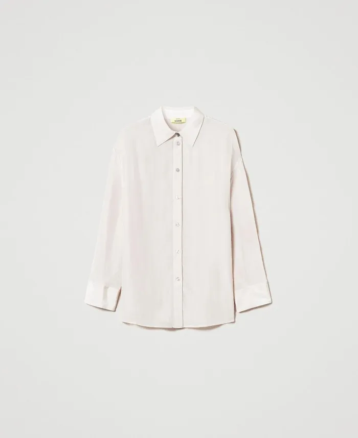 Twinset Myfo Satin Shirt Twotone Pepper Snow White Women Blouses And Shirts Twinset Myfo Satin Shirt Twotone Pepper Snow White Women Blouses And Shirts