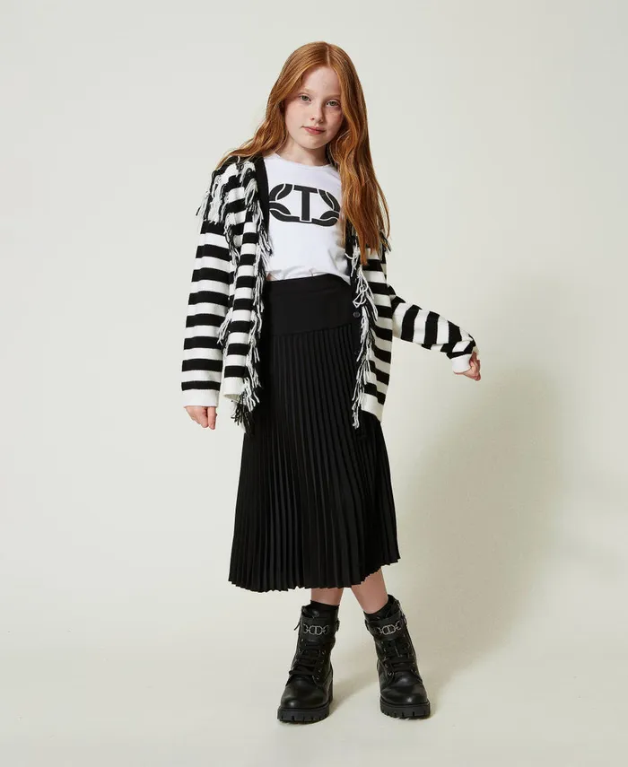 Twinset Pleated Crpe De Chine Long Skirt Black Girl Skirts