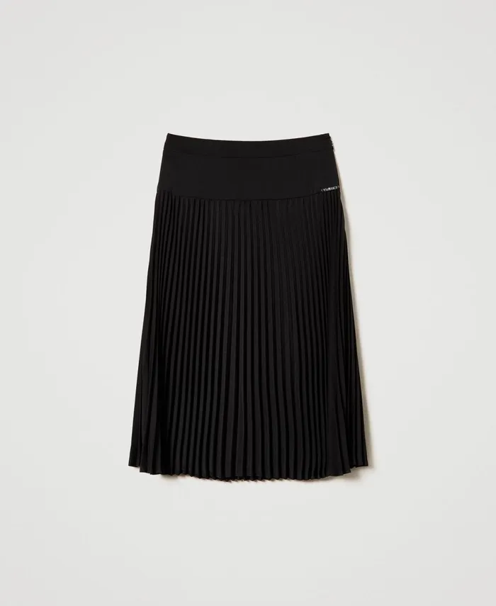 Twinset Pleated Crpe De Chine Long Skirt Black Girl Skirts Twinset Pleated Crpe De Chine Long Skirt Black Girl Skirts