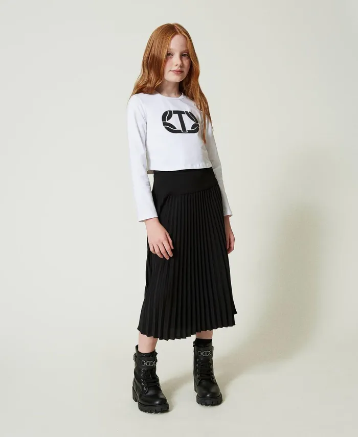 Twinset Pleated Crpe De Chine Long Skirt Black Girl Skirts Twinset Pleated Crpe De Chine Long Skirt Black Girl Skirts