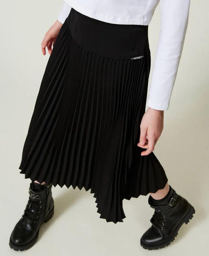 Twinset Pleated Crpe De Chine Long Skirt Black Girl Skirts Twinset Pleated Crpe De Chine Long Skirt Black Girl Skirts