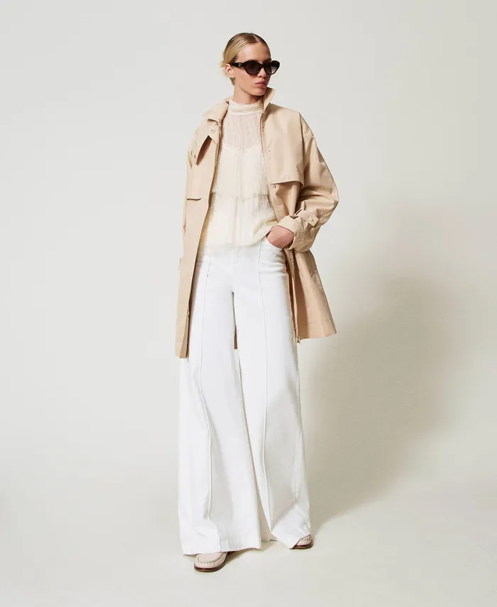 Twinset Tulle Blouse With Pleated Flounces White Snow Women Blouses And Shirts Twinset Tulle Blouse With Pleated Flounces White Snow Women Blouses And Shirts