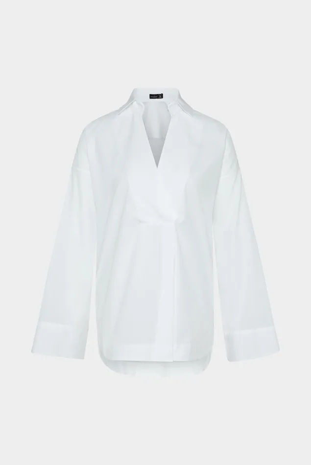 Van Laack Business Blouses Women Cotton Poplin Blouse With Wide Cuffs White Van Laack Business Blouses Women Cotton Poplin Blouse With Wide Cuffs White