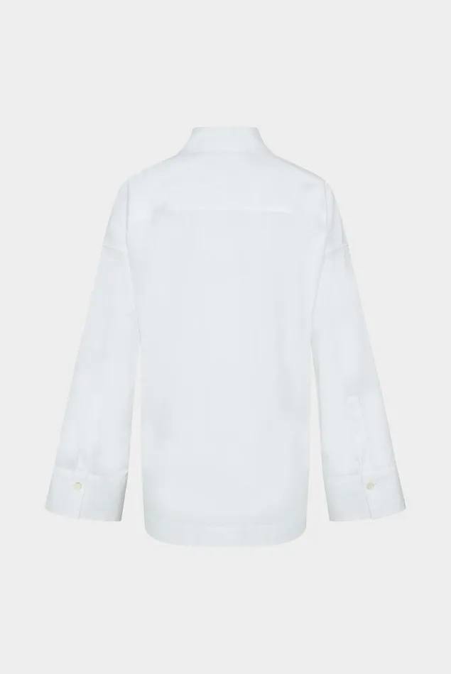 Van Laack Business Blouses Women Cotton Poplin Blouse With Wide Cuffs White Van Laack Business Blouses Women Cotton Poplin Blouse With Wide Cuffs White