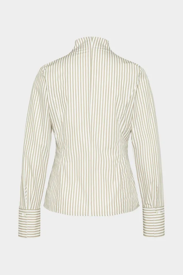 Van Laack Business Blouses Women Poplin Chalice Collar Blouse Beige Striped Van Laack Business Blouses Women Poplin Chalice Collar Blouse Beige Striped