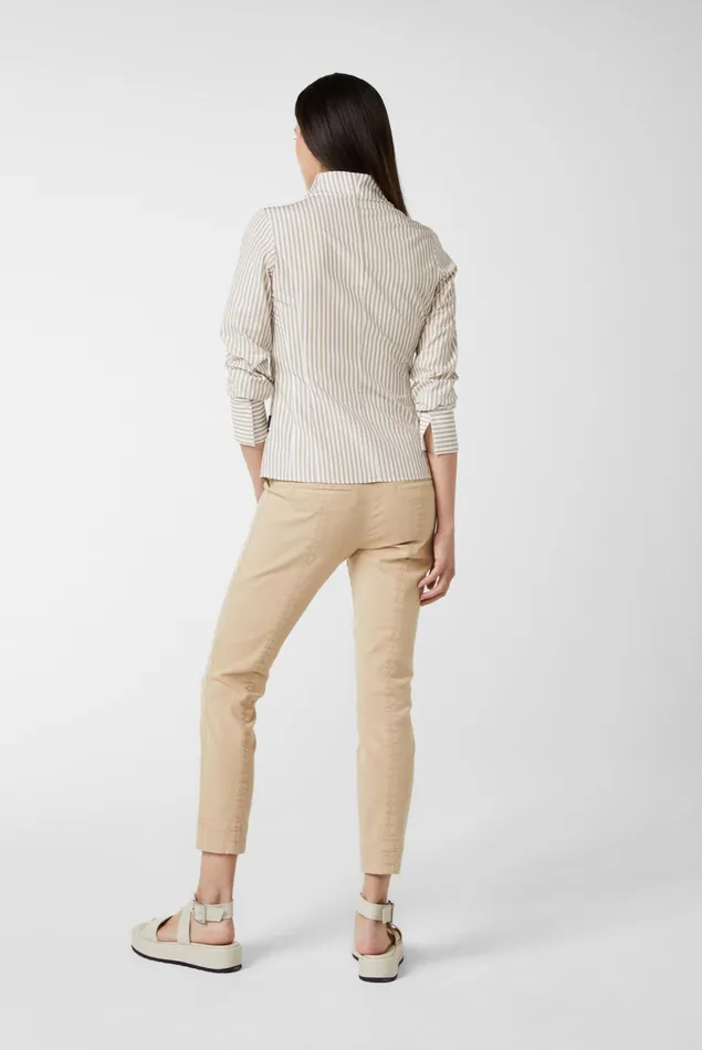 Van Laack Business Blouses Women Poplin Chalice Collar Blouse Beige Striped Van Laack Business Blouses Women Poplin Chalice Collar Blouse Beige Striped
