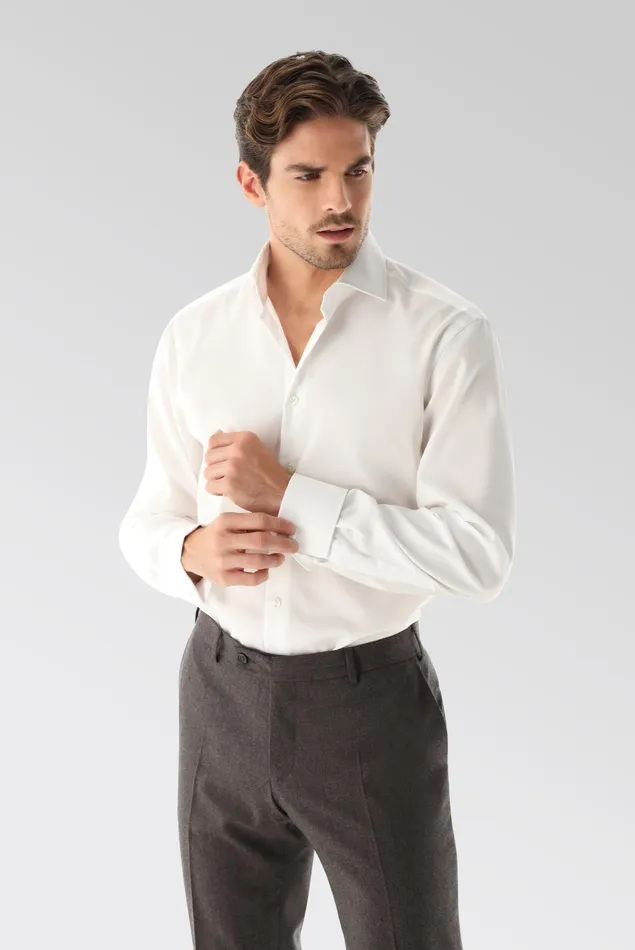 Van Laack Business Shirts Men Perfect Look034034 FineTwill Double Cuff Shirt