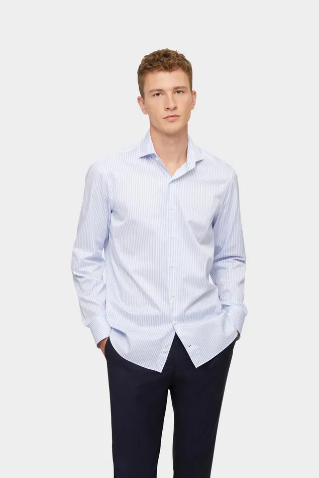 Van Laack Business Shirts Men Twill Hemd Tailor Fit HellblauWei Gestreift