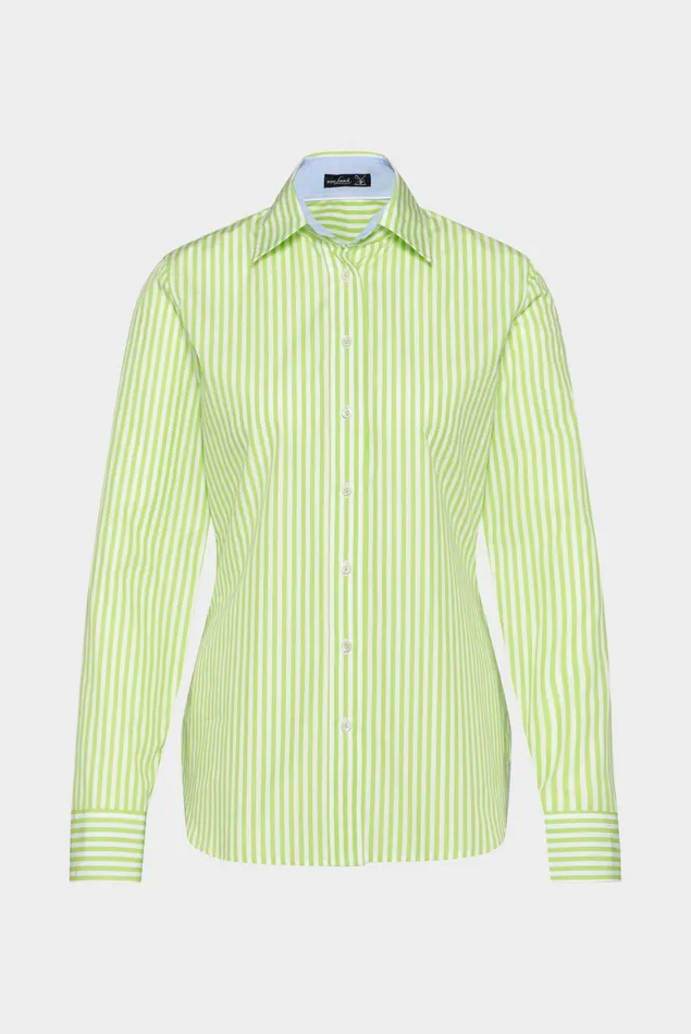 Van Laack Casual Blouses Women Shirt Blouse With Contrasting Details Green Striped