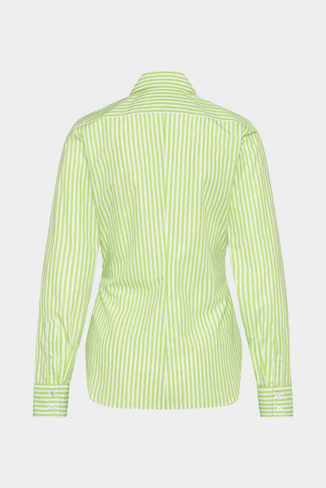 Van Laack Casual Blouses Women Shirt Blouse With Contrasting Details Green Striped Van Laack Casual Blouses Women Shirt Blouse With Contrasting Details Green Striped