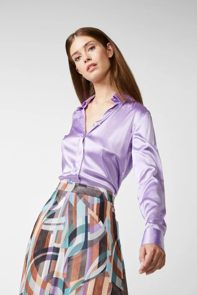 Van Laack Casual Blouses Women Silk Shirt Blouse Purple