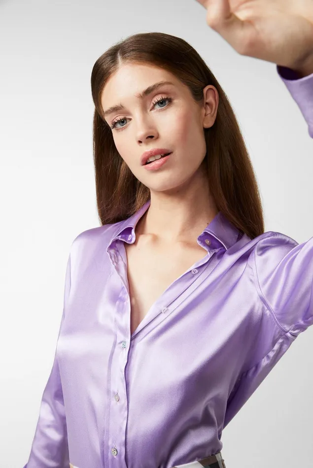Van Laack Casual Blouses Women Silk Shirt Blouse Purple Van Laack Casual Blouses Women Silk Shirt Blouse Purple