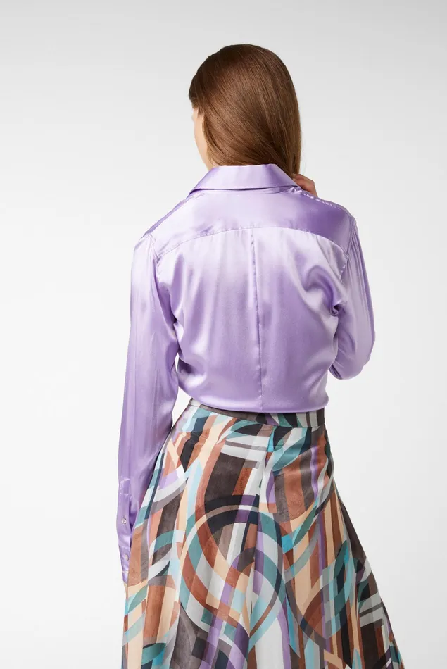 Van Laack Casual Blouses Women Silk Shirt Blouse Purple Van Laack Casual Blouses Women Silk Shirt Blouse Purple
