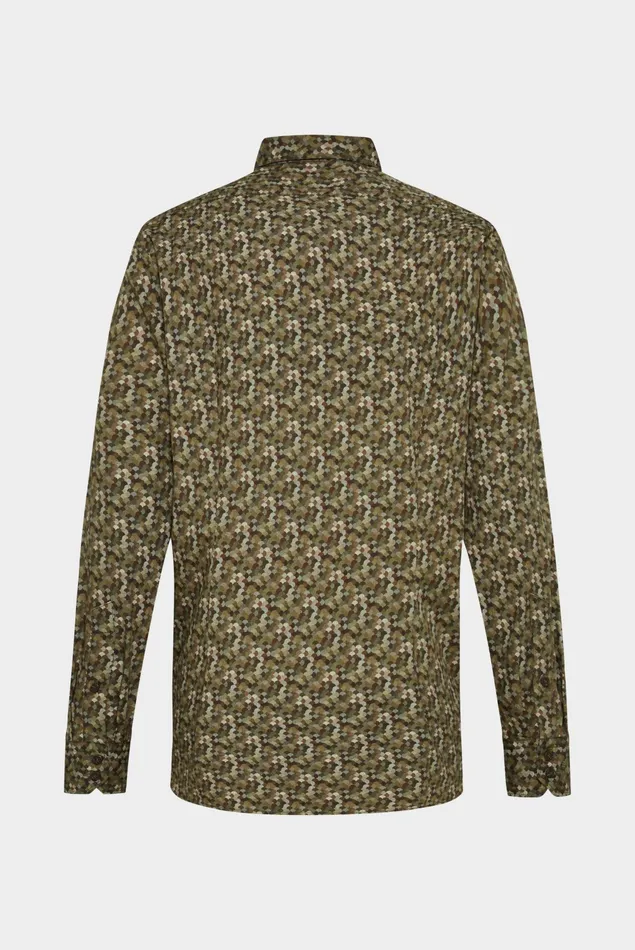 Van Laack Casual Shirts Men Hemd Aus BioBaumwolle Mit Print GrnBraun Van Laack Casual Shirts Men Hemd Aus BioBaumwolle Mit Print GrnBraun