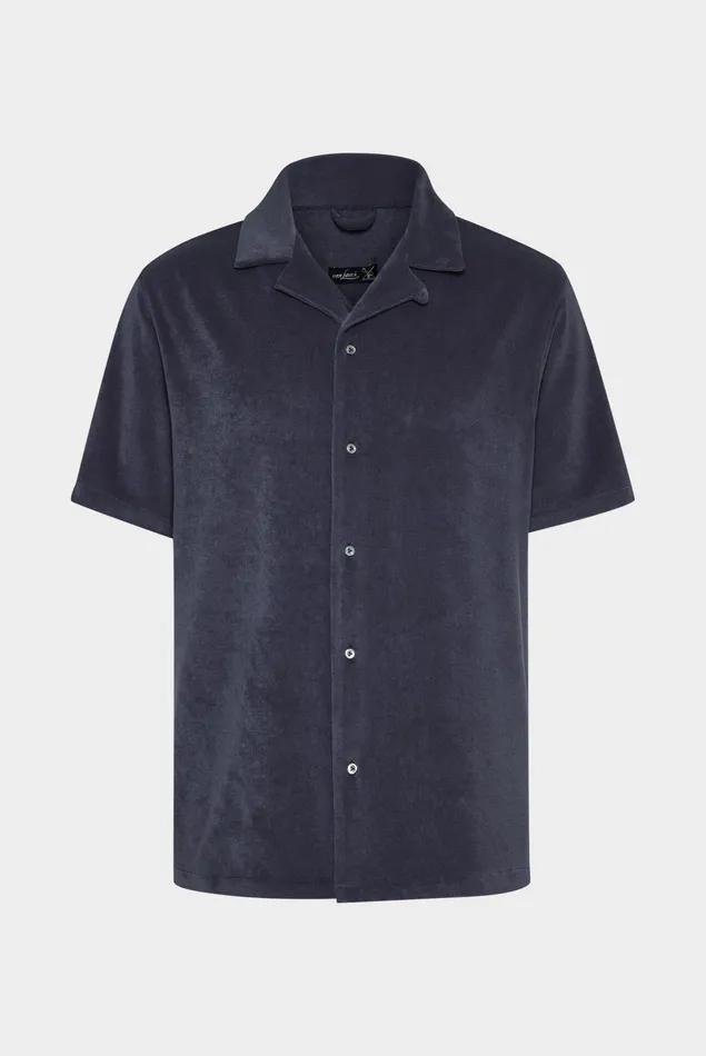 Van Laack Casual Shirts Men Shortsleeve Cotton Blend Terry Shirt Blue Van Laack Casual Shirts Men Shortsleeve Cotton Blend Terry Shirt Blue