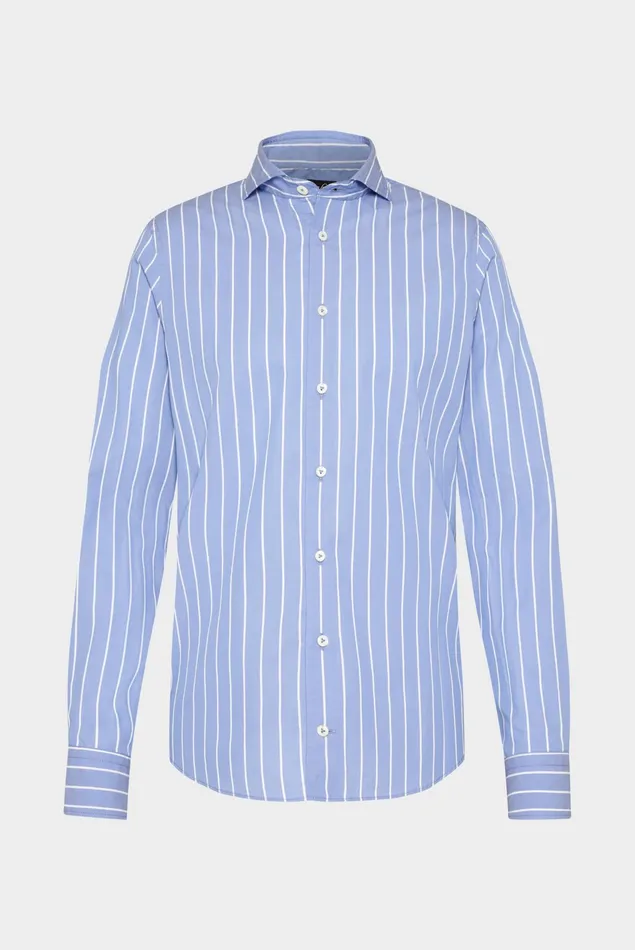Van Laack Casual Shirts Men Striped Shirt In Light Twill Blue Van Laack Casual Shirts Men Striped Shirt In Light Twill Blue