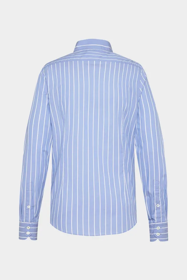 Van Laack Casual Shirts Men Striped Shirt In Light Twill Blue Van Laack Casual Shirts Men Striped Shirt In Light Twill Blue
