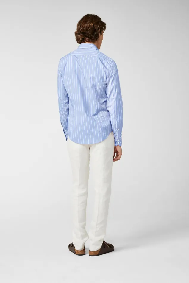 Van Laack Casual Shirts Men Striped Shirt In Light Twill Blue Van Laack Casual Shirts Men Striped Shirt In Light Twill Blue