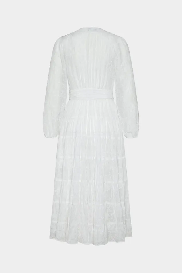 Van Laack Dresses and Skirts Women Midi Wrap Dress With Puff Sleeves In An Embroidered Cotton And Silk Blend White Van Laack Dresses and Skirts Women Midi Wrap Dress With Puff Sleeves In An Embroidered Cotton And Silk Blend White