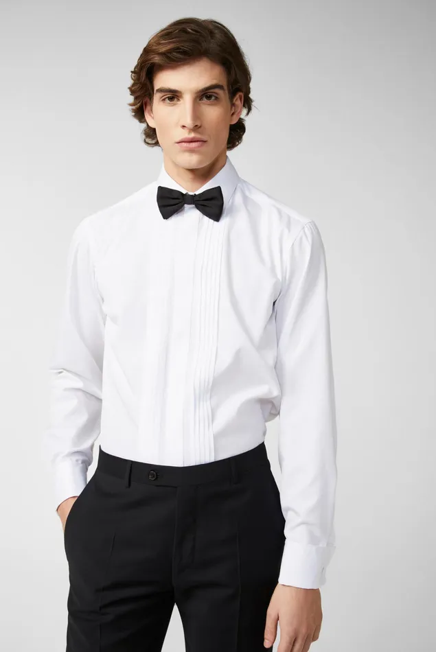 Van Laack Festliche Hemden Men Tuxedo Shirt With Pleated Panel Tailor Fit White