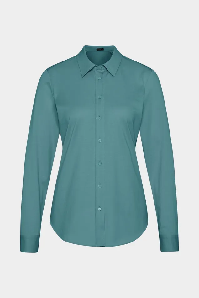 Van Laack Jersey Blouses Women Longsleeved Shirt In Aqua Cotton Jersey Van Laack Jersey Blouses Women Longsleeved Shirt In Aqua Cotton Jersey