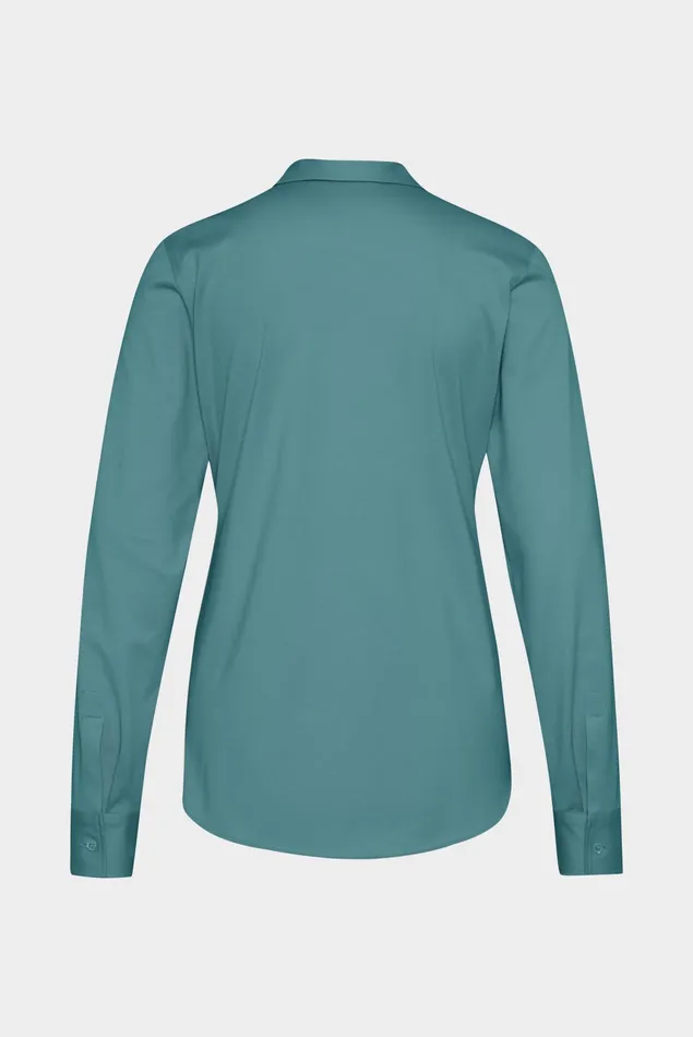 Van Laack Jersey Blouses Women Longsleeved Shirt In Aqua Cotton Jersey Van Laack Jersey Blouses Women Longsleeved Shirt In Aqua Cotton Jersey