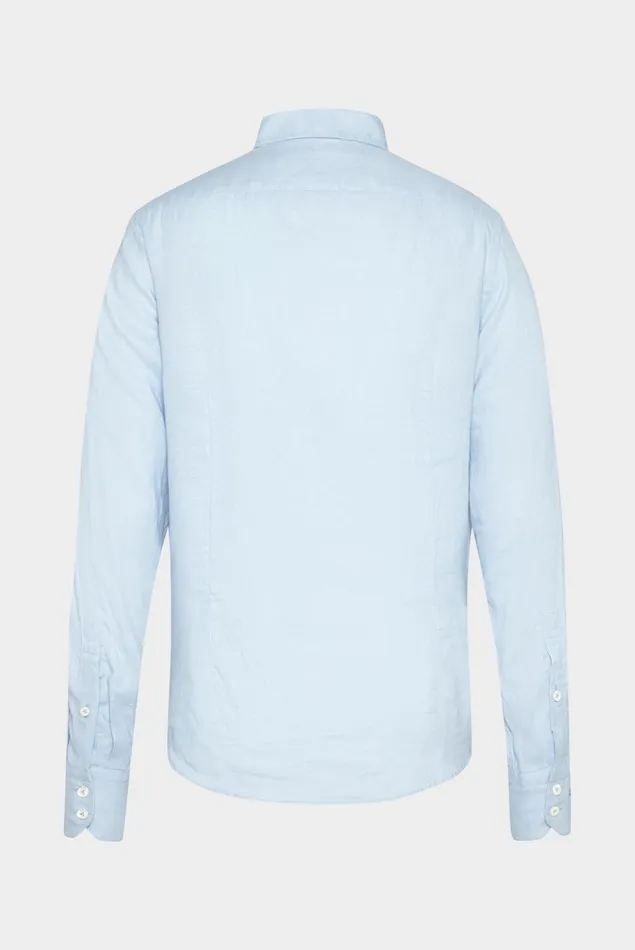 Van Laack Linen Shirts Men Linen Shirt With A Buttondown Collar Blue Van Laack Linen Shirts Men Linen Shirt With A Buttondown Collar Blue