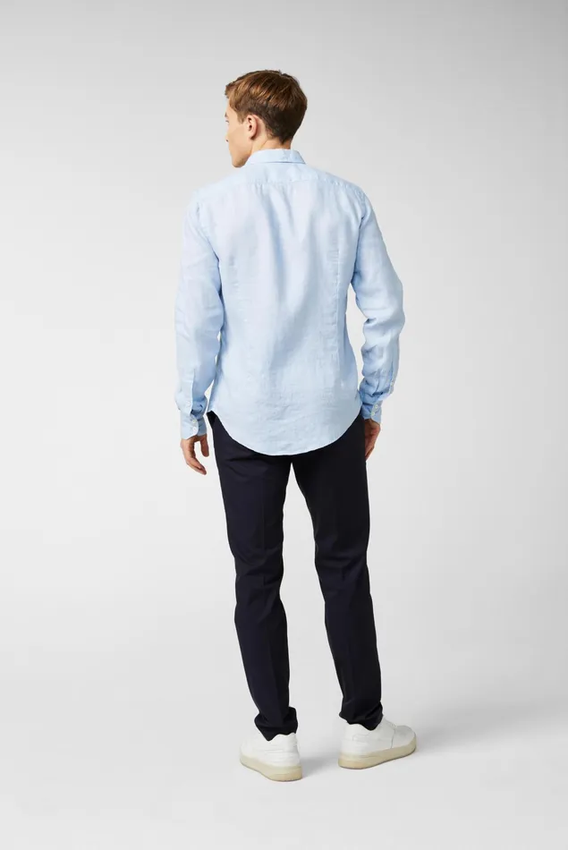 Van Laack Linen Shirts Men Linen Shirt With A Buttondown Collar Blue Van Laack Linen Shirts Men Linen Shirt With A Buttondown Collar Blue