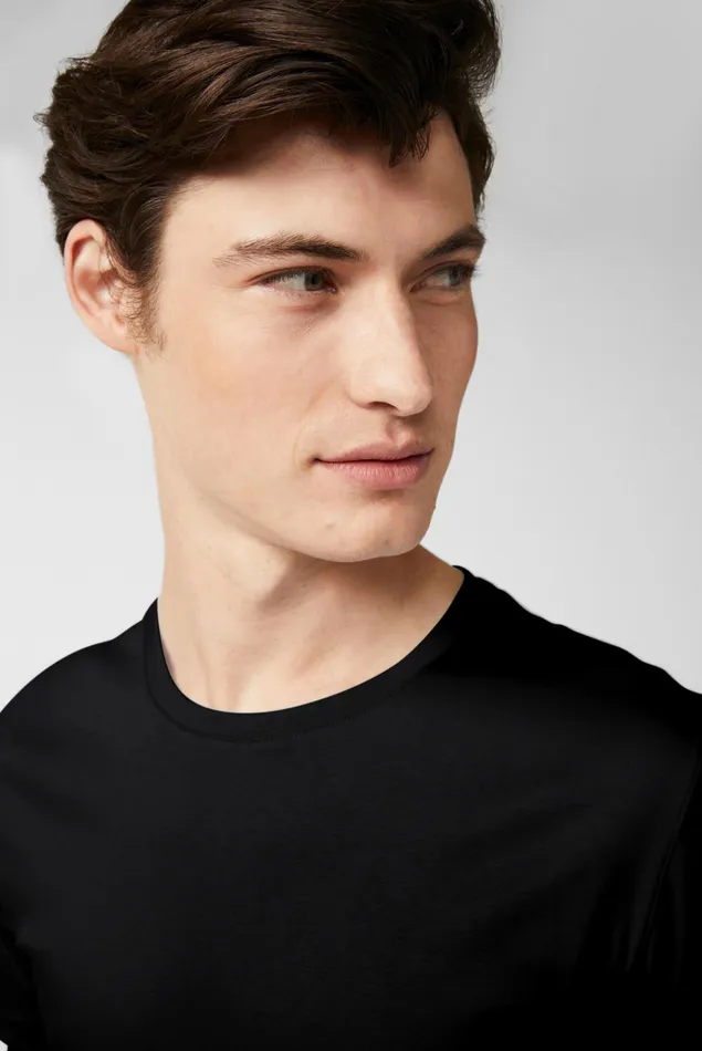 Van Laack TShirts Men Swiss Cotton Jersey Crew Neck TShirt Black Van Laack TShirts Men Swiss Cotton Jersey Crew Neck TShirt Black