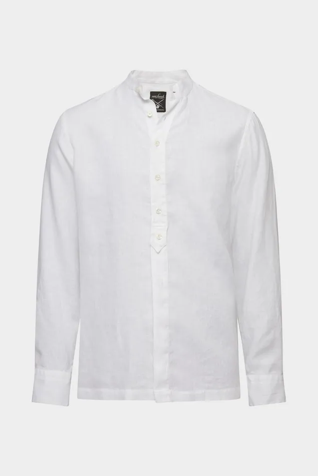 Van Laack TailorFit Shirts Men Linen Standup Collar Shirt White Van Laack TailorFit Shirts Men Linen Standup Collar Shirt White