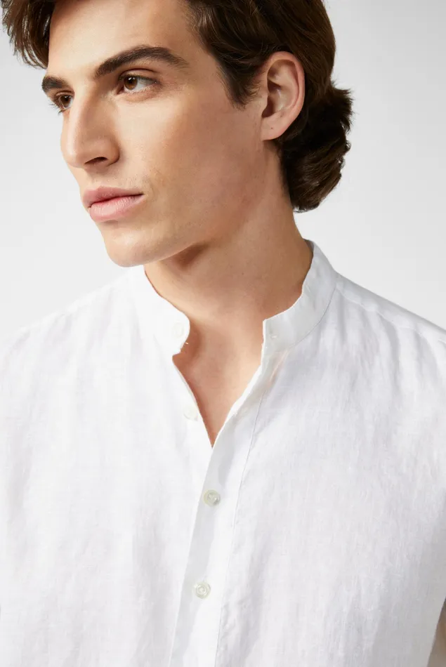 Van Laack TailorFit Shirts Men Linen Standup Collar Shirt White Van Laack TailorFit Shirts Men Linen Standup Collar Shirt White