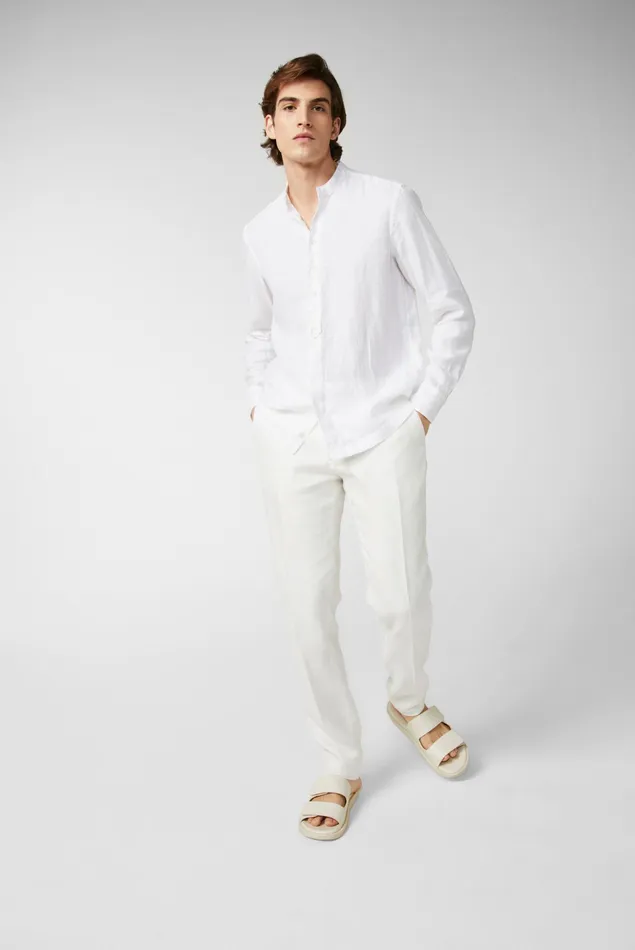 Van Laack TailorFit Shirts Men Linen Standup Collar Shirt White Van Laack TailorFit Shirts Men Linen Standup Collar Shirt White
