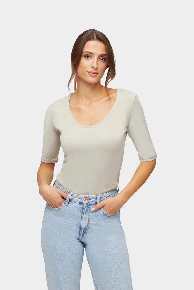 Van Laack Tops and TShirts Women Urban Jersey Wide Neck TShirt Beige