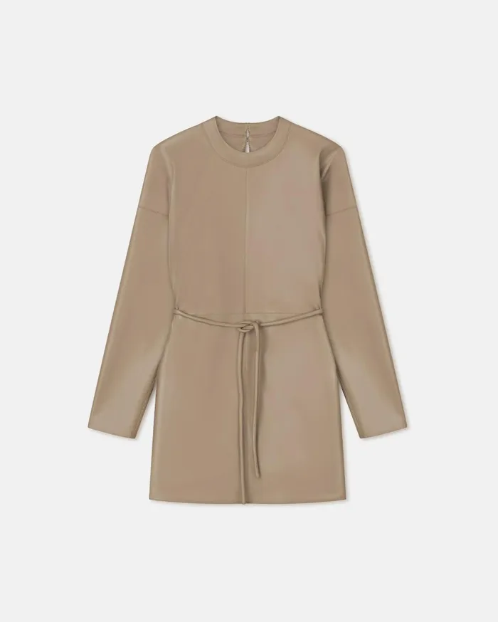 Vanessa Okobor AltLeather Mini Dress Ashy Taupe Women Nanushka Dresses