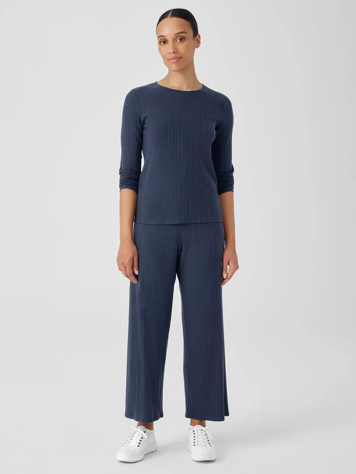 Variegated Rib Knit WideLeg Pant Ocean Women Eileen Fisher Pants Shorts and Jumpsuits