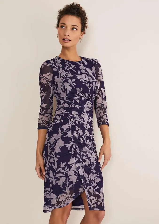 Vera Floral Midi Dress Lattenavy Women Phase Eight Dresses