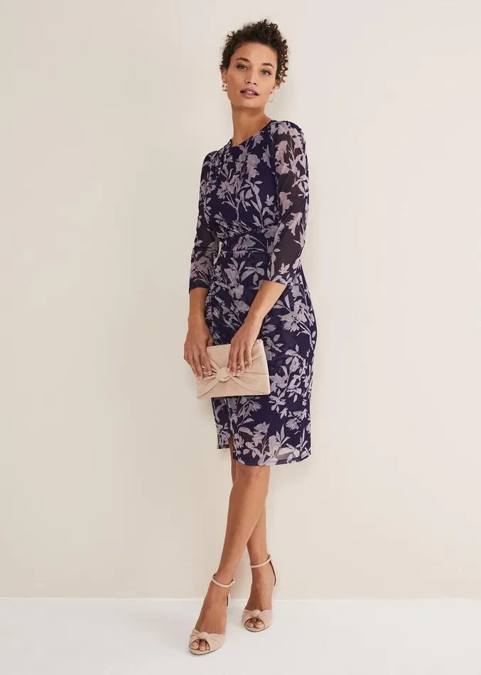 Vera Floral Midi Dress Lattenavy Women Phase Eight Dresses