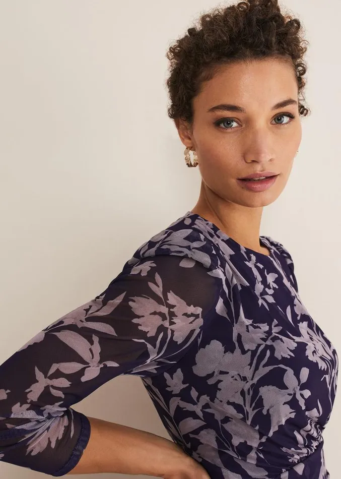 Vera Floral Midi Dress Lattenavy Women Phase Eight Dresses