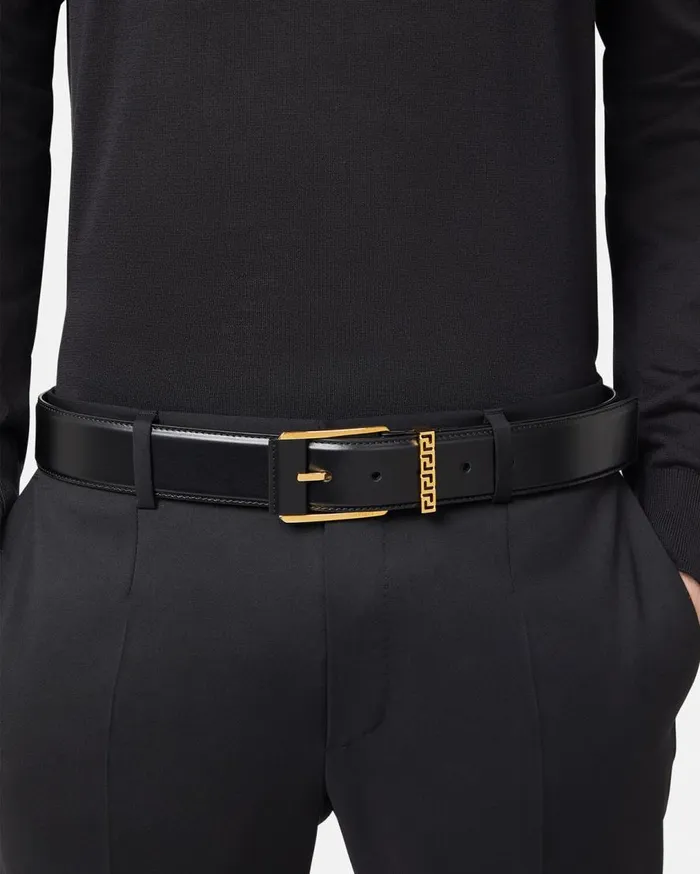 Versace Belts Greca Leather Belt 4 Cm Blackgold 8211 Men Versace Belts Greca Leather Belt 4 Cm Blackgold 8211 Men