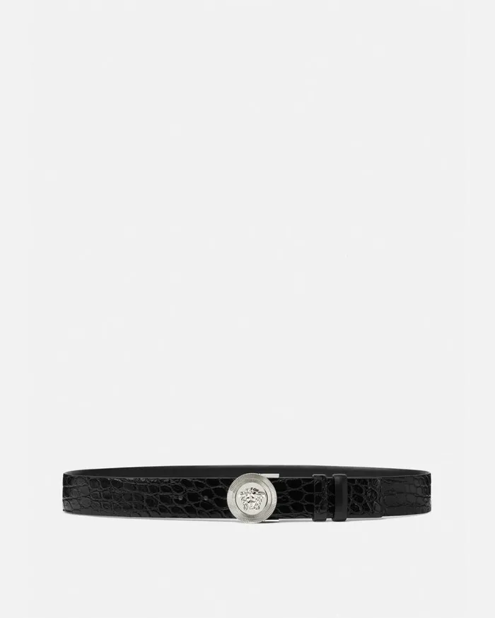 Versace Belts Medusa Biggie Reversible Leather Belt 4 Cm Blacksilver 8211 Men