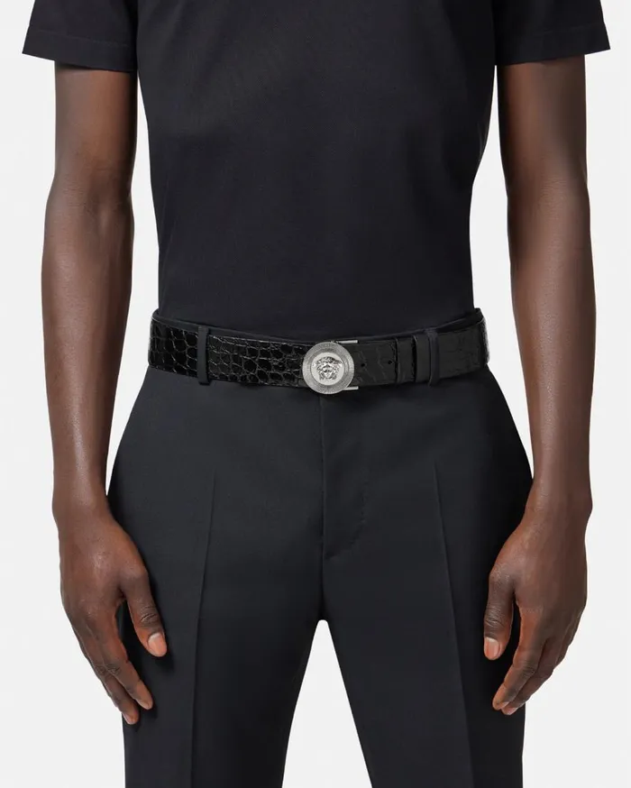 Versace Belts Medusa Biggie Reversible Leather Belt 4 Cm Blacksilver 8211 Men Versace Belts Medusa Biggie Reversible Leather Belt 4 Cm Blacksilver 8211 Men