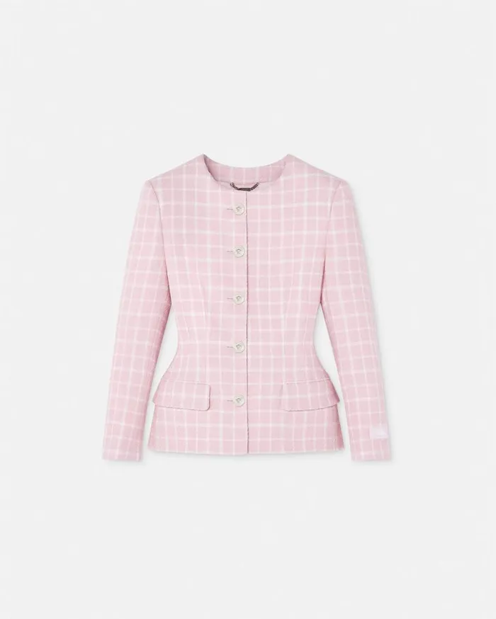 Versace Blazer and Jackets Contrasto Tweed Hourglass Jacket Light Pink 8211 Women