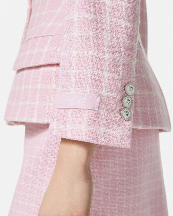 Versace Blazer and Jackets Contrasto Tweed Hourglass Jacket Light Pink 8211 Women Versace Blazer and Jackets Contrasto Tweed Hourglass Jacket Light Pink 8211 Women