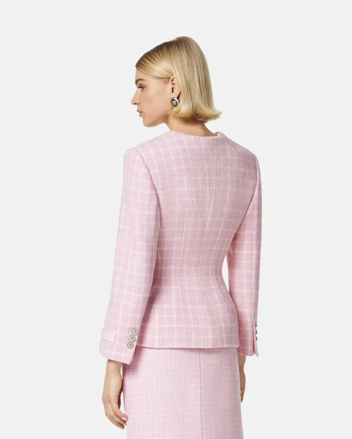 Versace Blazer and Jackets Contrasto Tweed Hourglass Jacket Light Pink 8211 Women Versace Blazer and Jackets Contrasto Tweed Hourglass Jacket Light Pink 8211 Women