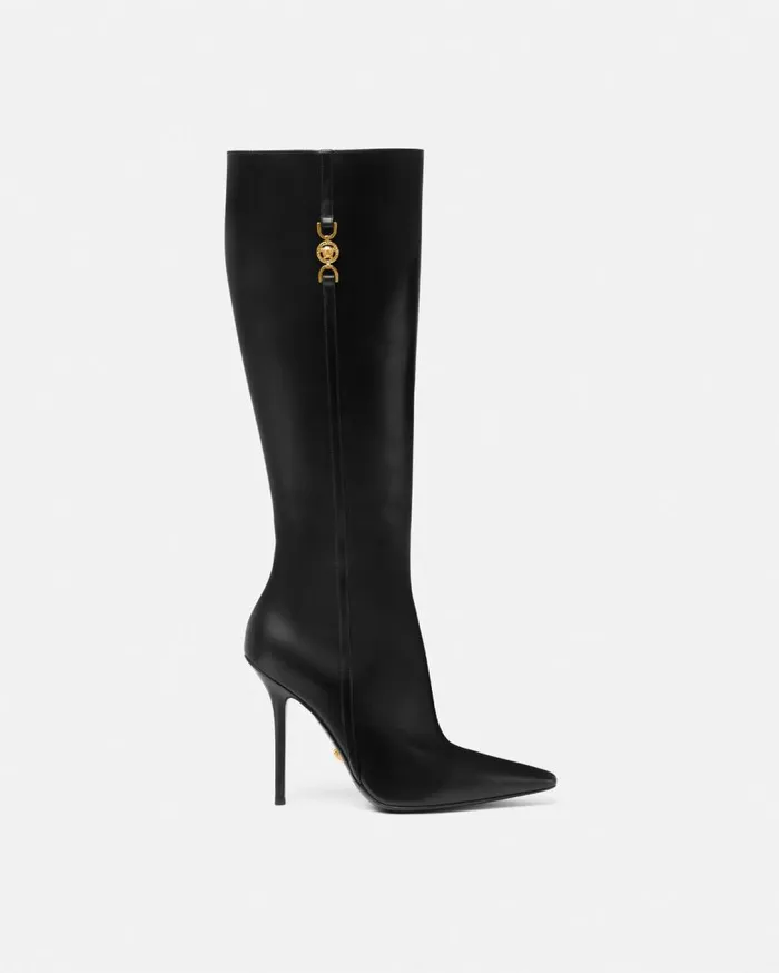 Versace Boots Medusa 03995 KneeHigh Boots 110 Mm Blackgold 8211 Women