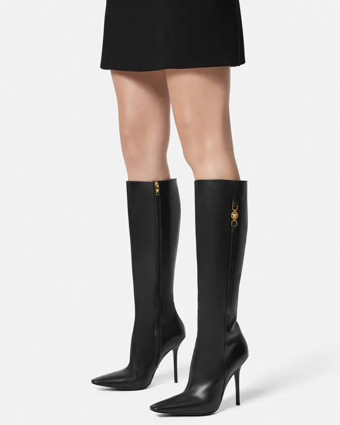 Versace Boots Medusa 03995 KneeHigh Boots 110 Mm Blackgold 8211 Women