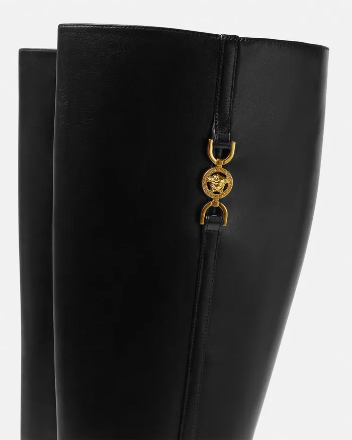Versace Boots Medusa 03995 KneeHigh Boots 110 Mm Blackgold 8211 Women