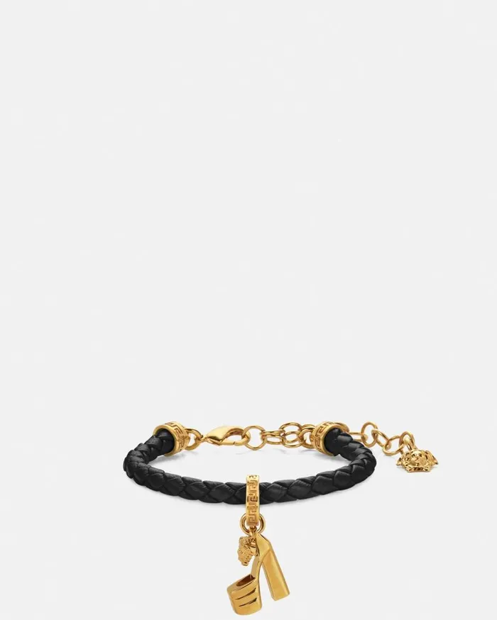 Versace Bracelets Aevitas Braided Leather Bracelet Blackgold 8211 Women