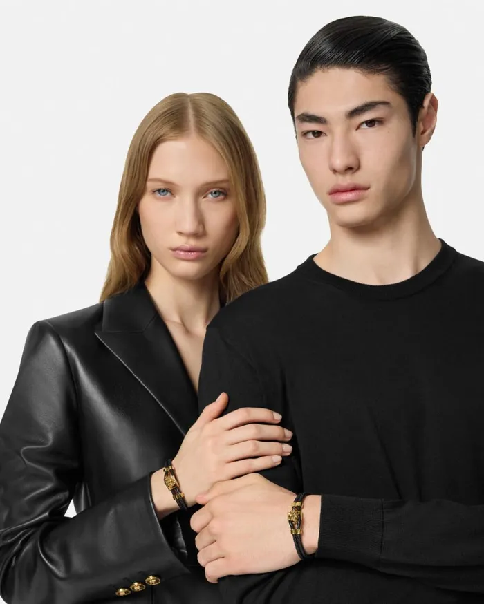 Versace Bracelets Medusa Braided Leather Bracelet Blackgold 8211 WomenMen Versace Bracelets Medusa Braided Leather Bracelet Blackgold 8211 WomenMen