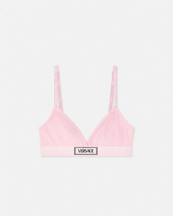 Versace Bras and Briefs 90s Vintage Logo Ribbed Bralette Light Pink 8211 Women